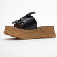 Shara Black Bow & Bee Buckle Platform Sandal (Women)