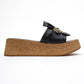 Shara Black Bow & Bee Buckle Platform Sandal (Women)