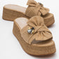 Shara Beige Braided Bow & Bee Buckle Platform Sandal (Women)