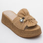Shara Beige Braided Bow & Bee Buckle Platform Sandal (Women)