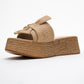 Shara Beige Braided Bow & Bee Buckle Platform Sandal (Women)