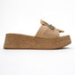 Shara Beige Braided Bow & Bee Buckle Platform Sandal (Women)