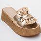 Shara Gold Bow & Bee Buckle Platform Sandal (Women)