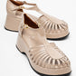 Aniel Beige Platform Wedge Sandal (Women)