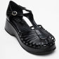 Aniel Black Platform Wedge Sandal (Women)