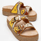 Bobby Yellow Beaded Straw Platform Slide (Women)