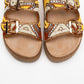 Bobby Yellow Beaded Straw Platform Slide (Women)
