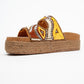 Bobby Yellow Beaded Straw Platform Slide (Women)