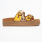 Bobby Yellow Beaded Straw Platform Slide (Women)