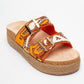 Bobby Orange Beaded Straw Platform Slide (Women)