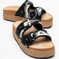 Bobby Black Beaded Straw Platform Slide (Women)