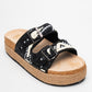 Bobby Black Beaded Straw Platform Slide (Women)