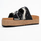 Bobby Black Beaded Straw Platform Slide (Women)