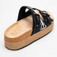 Bobby Black Beaded Straw Platform Slide (Women)