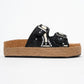 Bobby Black Beaded Straw Platform Slide (Women)
