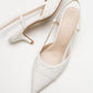 Goodge - White Pointed Toe Backless Kitten Heel Pump (Women)