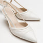 Goodge - White Pointed Toe Backless Kitten Heel Pump (Women)
