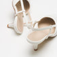 Goodge - White Pointed Toe Backless Kitten Heel Pump (Women)