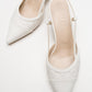 Goodge - White Pointed Toe Backless Kitten Heel Pump (Women)