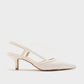 Goodge - White Pointed Toe Backless Kitten Heel Pump (Women)