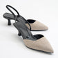 Over - Black Beige Tweed Pointed Toe Low Heel Shoe (Women)