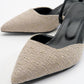 Over - Black Beige Tweed Pointed Toe Low Heel Shoe (Women)