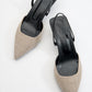 Over - Black Beige Tweed Pointed Toe Low Heel Shoe (Women)