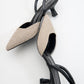 Over - Black Beige Tweed Pointed Toe Low Heel Shoe (Women)