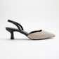 Over - Black Beige Tweed Pointed Toe Low Heel Shoe (Women)