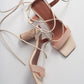 Tanya - Nude Lace-Up Heeled Sandal (Women)