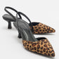 Over - Black/Yellow Patterned Pointed Toe Low Heel Shoe (Women)
