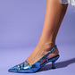 John - Blue Jeweled Buckled High Heel (Women)