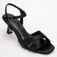 Melin - Black Satin Cross Strap High Heel (Women)