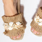 DION Brown Raffia Seashell Wedge Mules (Women)