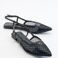 Brace Black Mesh Flat Sandal (Women)