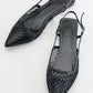 Brace Black Mesh Flat Sandal (Women)