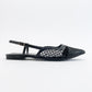 Brace Black Mesh Flat Sandal (Women)