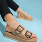 Slope Beige Double Strap Flat Sandal (Women)