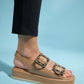 Slope Beige Double Strap Flat Sandal (Women)