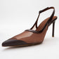 Venas - Brown Mesh Slingback High Heel (Women)
