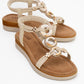 JUNES Beige Buckle-Embellished Flat Sandal (Women)