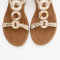 JUNES Beige Buckle-Embellished Flat Sandal (Women)