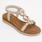 JUNES Beige Buckle-Embellished Flat Sandal (Women)