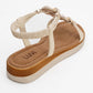 JUNES Beige Buckle-Embellished Flat Sandal (Women)