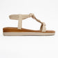 JUNES Beige Buckle-Embellished Flat Sandal (Women)