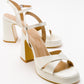 Lello - Ecru Beige Satin Platform Heel Shoe (Women)