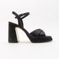 Lello - Black Satin Platform Heel Shoe (Women)
