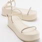 Ekos - Ecru Beige Jeweled Platform Sandal (Women)
