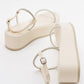 Ekos - Ecru Beige Jeweled Platform Sandal (Women)