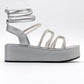 Titan - Gray Stone-Embellished Ankle-Tie Chunky Platform Sandal (Women)
